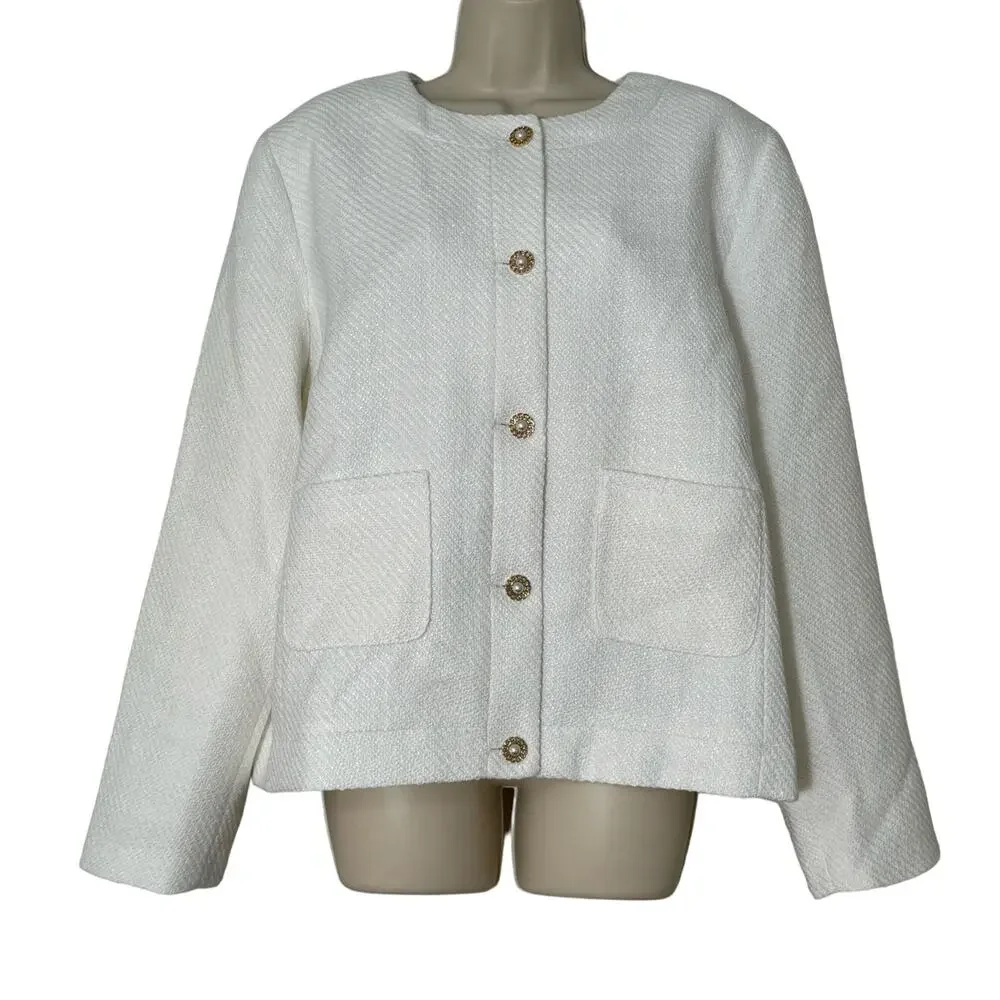 NWT‎ J.Crew Tweed Lady Jacket in White Size 22